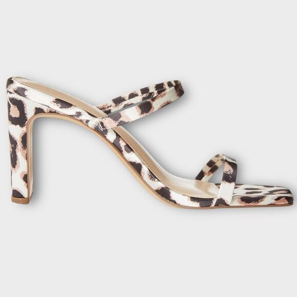 The Drop Women's Leopard Avery Square Toe Two Strap High Heeled Sandal Size 8.5 - Picture 2 of 7